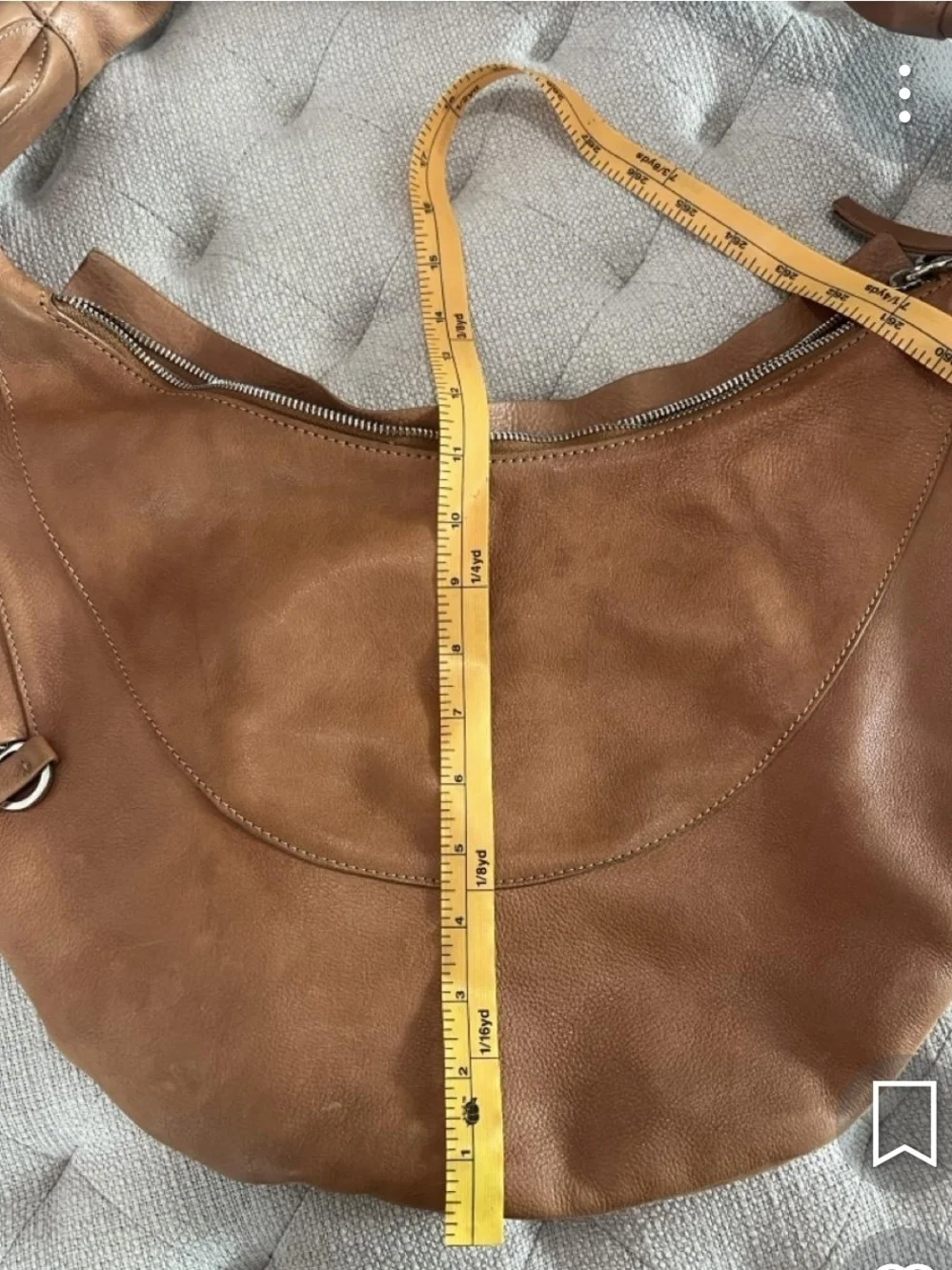 Mango Caramel Crescent Leather Hobo Shoulder Bag